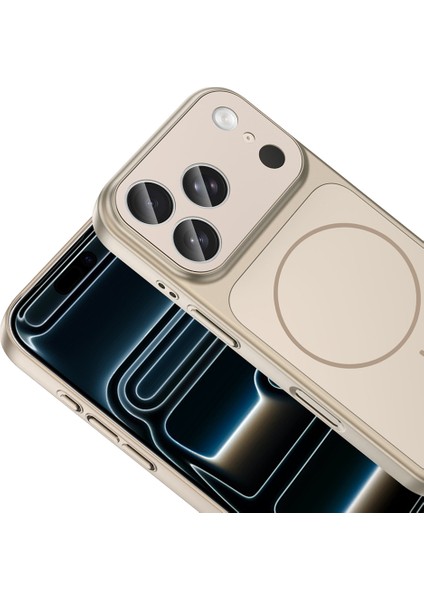 Apple iPhone 17 Pro Uyumlu Magsafe Şarj Özellikli Kamera Korumalı Formen Kapak Gold modelleri