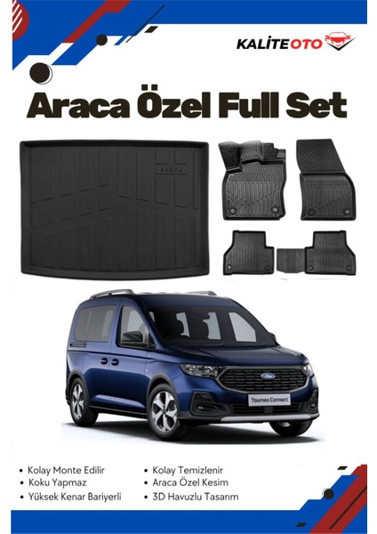 Ford Connect 2025 Model Yumuşak Paspas+Bagaj Havuzu Seti