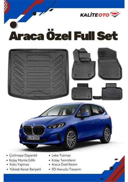 Bmw 2 Serisi Active Tourer U06 2024 Model Yumuşak Paspas+Bagaj Havuzu Seti