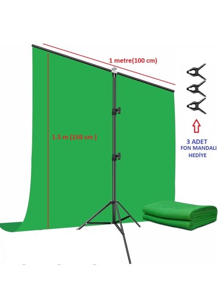 Yeşil Ekran Arka Plan Standı ,oyun,fotoğraf , Stream, Chroma Key 1 X2M Greenscreen Backdrop Kiti fiyatları