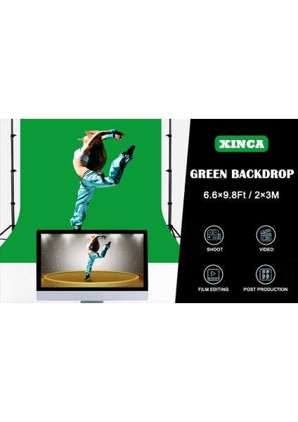Yeşil Ekran Arka Plan Standı ,oyun,fotoğraf , Stream, Chroma Key 1 X2M Greenscreen Backdrop Kiti