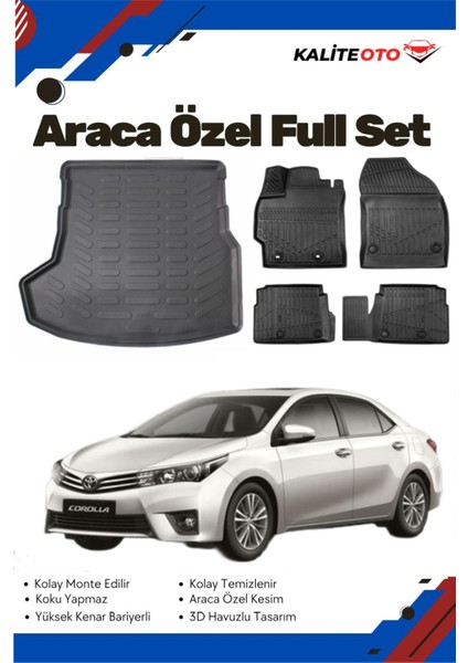 Toyota Corolla 2013 Model Yumuşak Paspas+Bagaj Havuzu Seti
