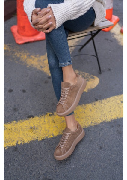 Angelo Kadın Haki Gercek Suet Sneaker