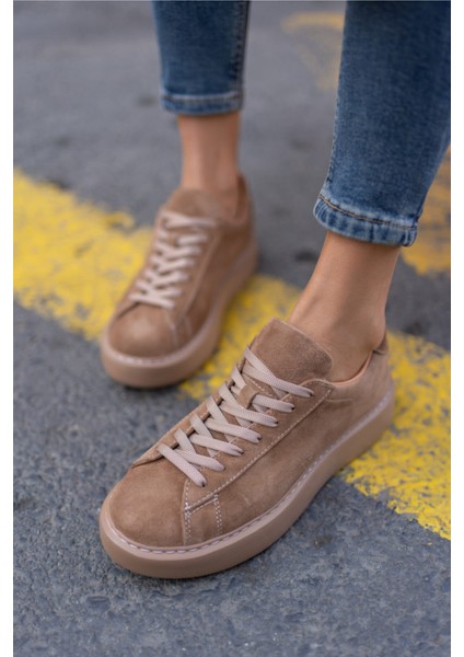 Angelo Kadın Haki Gercek Suet Sneaker modelleri