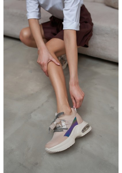 Hanna Kadin Gri Dalgiç Kumaş Detay Gizli Topuk Sneaker