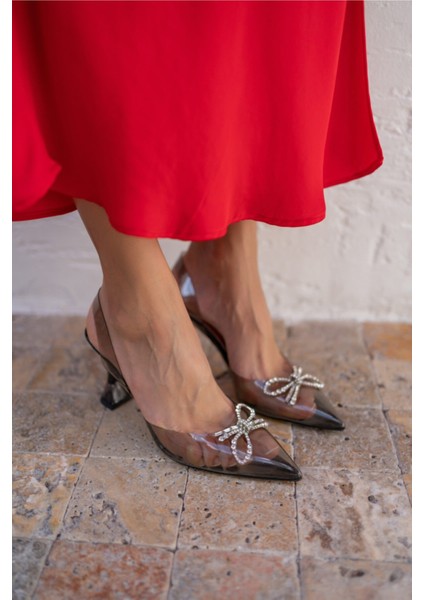 Jeremy Kadın Siyah Şeffaf Fiyonk Detay Topuklu Ayakkabi fırsatları