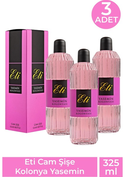 Eti Cam Şişe Kolonya Yasemin 325 ml 3 Adet