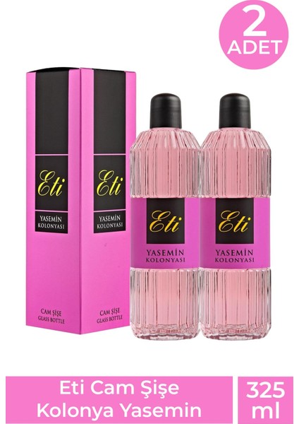 Asfstore Eti Cam Şişe Kolonya Yasemin 325 ml 2 Adet