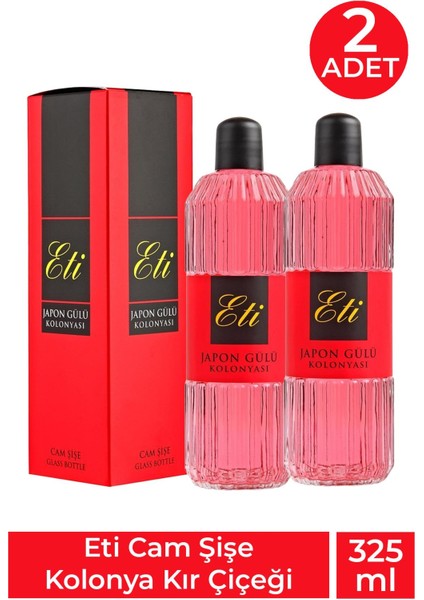 Asfstore Eti Cam Şişe Kolonya Japon Gülü 325 ml 2 Adet