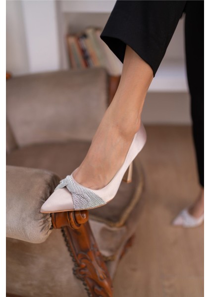 Joyce Kadın Siyah Saten Taş Detay Ayakkabi modelleri