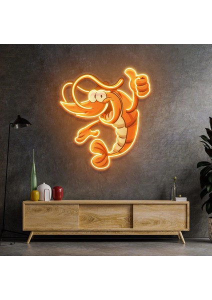 Mutlu Karides Restoran Neon LED