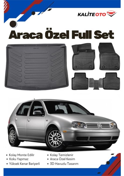 Volkswagen Golf 4 1999 Model Yumuşak Paspas+Bagaj Havuzu Seti