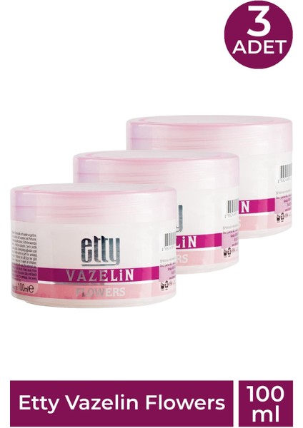 Etty Vazelin Flowers 100 ml 3 Adet