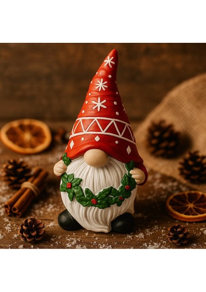 Sevimli Kırmızı Şapkalı NOEL CÜCESI FIGÜRLÜ 2026 Yılbaşı Biblosu Objesi Masa Raf Süs Hediyesi 21 cm modelleri