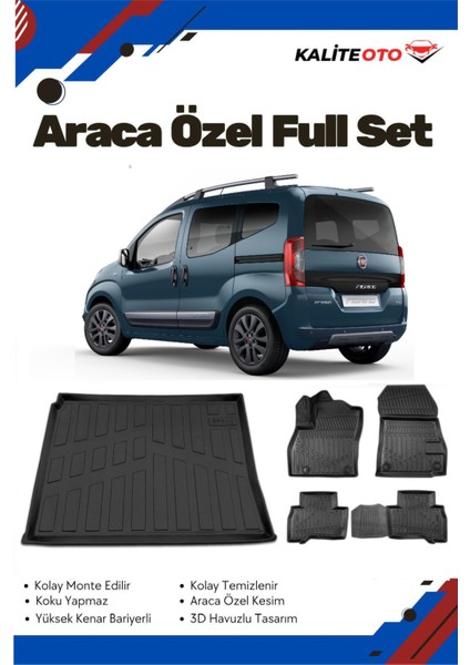 Fiat Fiorino 2014-2015-2016-2017-2018-2019 Model Yumuşak Paspas+Bagaj Havuzu Seti