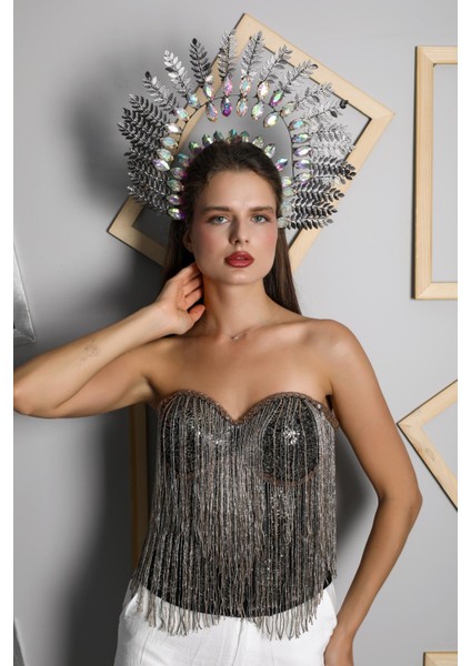 Siyah Taşlı El Yapımı Elegant Korse – Halloween Black Swan Korse