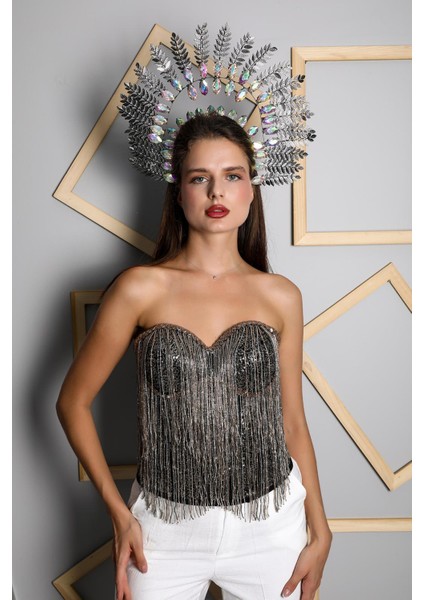 Siyah Taşlı El Yapımı Elegant Korse – Halloween Black Swan Korse modelleri