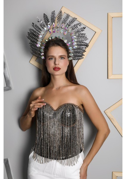 Siyah Taşlı El Yapımı Elegant Korse – Halloween Black Swan Korse fırsatları