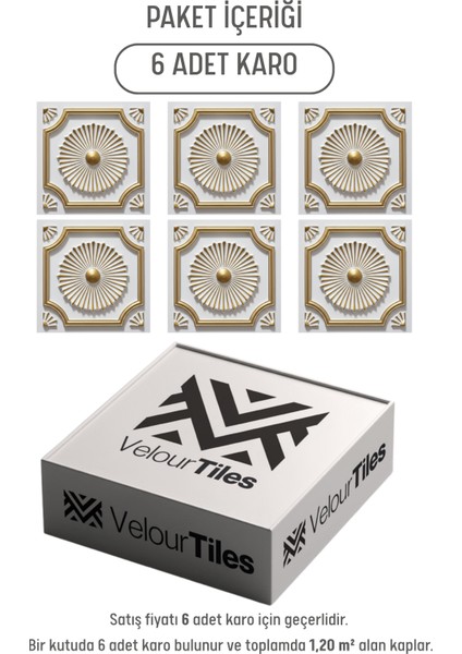 Royal Beyaz Gold Eskitme 45X45 cm Dekoratif Duvar Paneli