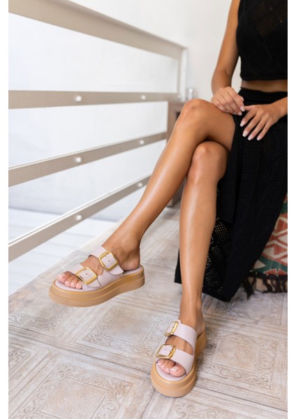 Torti Kadin Vızon Gercek Deri Tokalı Sandalet fiyatları