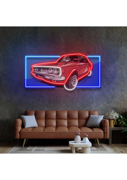 Vintage Model Kırmızı Araba Neon LED