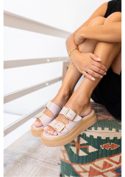 Torti Kadin Vızon Gercek Deri Tokalı Sandalet indirimleri