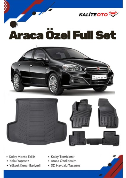 Fiat Linea 2018 Model Yumuşak Paspas+Bagaj Havuzu Seti