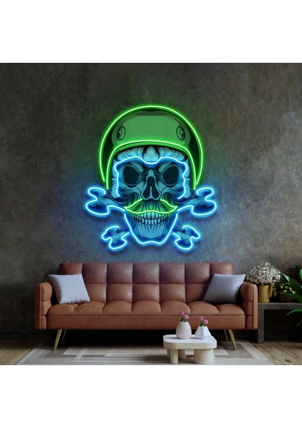 Motorcu Kurukafa Neon LED