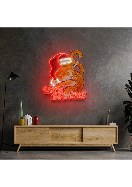 Merry Christmas Cat Neon LED