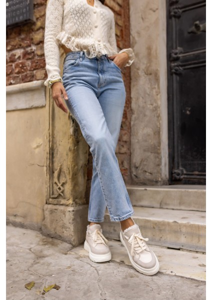 Keddy Kadin Bej Gercek Deri Eva Taban Sneaker fırsatları