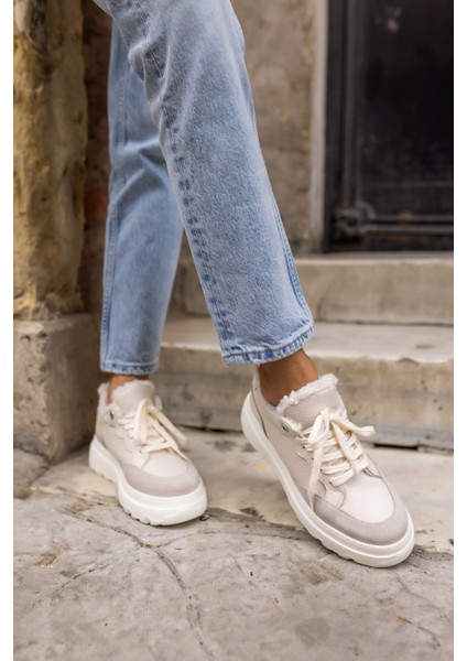 Keddy Kadin Bej Gercek Deri Eva Taban Sneaker indirimleri