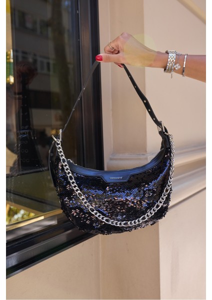 Jade Kadın Siyah Payetli Çapraz Ithal Omuz Çanta