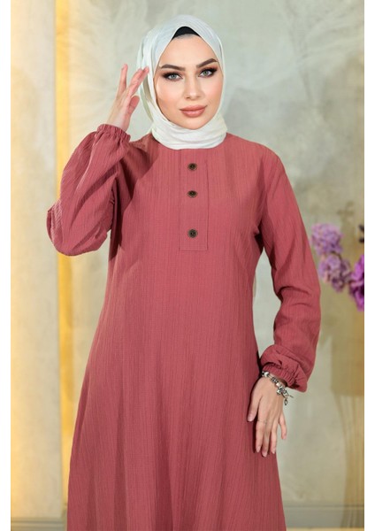 Düğmeli Tesettür Takım Gül Kurusu MSW10358-2 fiyatları