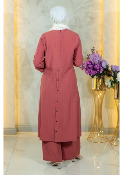 Düğmeli Tesettür Takım Gül Kurusu MSW10358-2 fırsatları