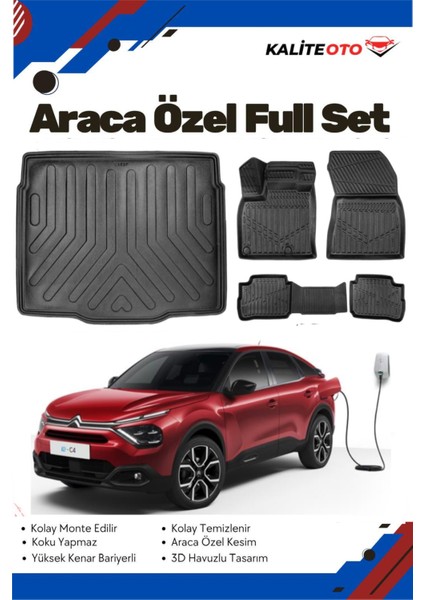 Citroen C4 Elektrikli 2025 Model Yumuşak Paspas+ Alt Bagaj Havuzu Seti