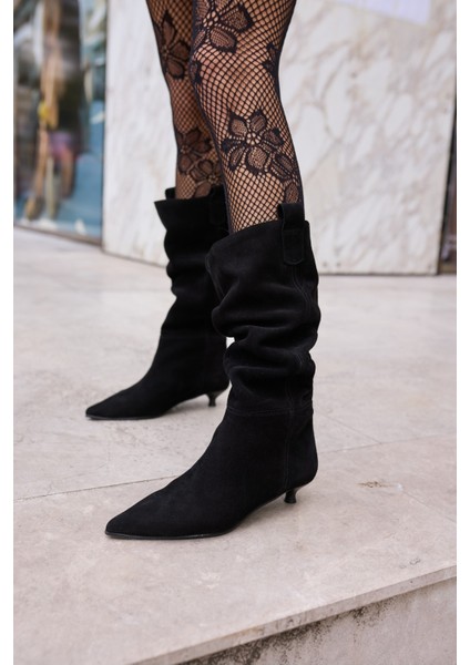 Marceli Kadin Taba Tutun Gercek Suet Astarsiz Çizme