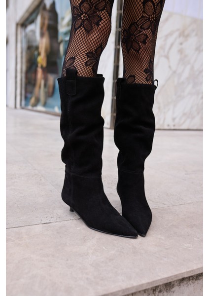 Marceli Kadin Taba Tutun Gercek Suet Astarsiz Çizme