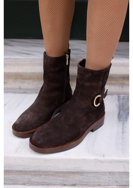 Kallin Kadin Kahve Gercek Derüi Suet Bot modelleri