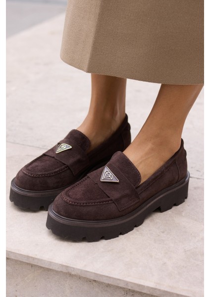 Mirela Kadin Taba Tutun Gercek Suet Loafer Ayakkabi fiyatları