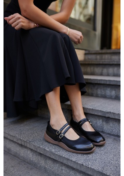 Sergio Kadın Siyah Saten Detay Spor Babet