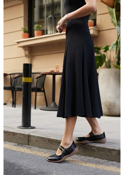 Sergio Kadın Siyah Saten Detay Spor Babet modelleri