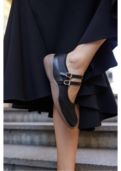 Sergio Kadın Siyah Saten Detay Spor Babet