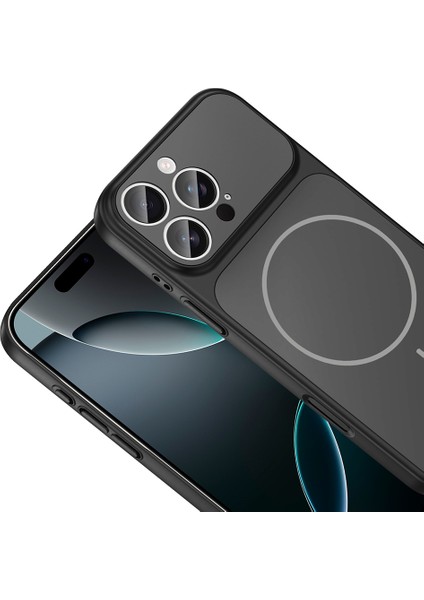 Apple iPhone 15 Pro Max Uyumlu Magsafe Şarj Özellikli Kamera Korumalı Formen Kapak Siyah fiyatları
