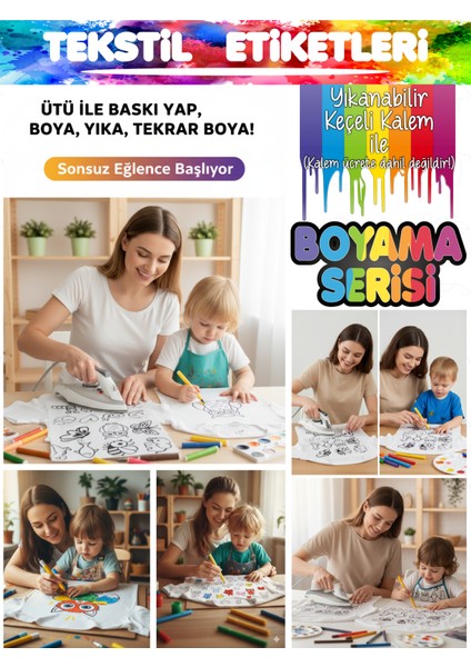 Yıkanabilir Keçeli Kalem ile Boyanan Tişört Ütü Etiketi Meyve Sebzeler Serisi-1 14LÜ Set fiyatları