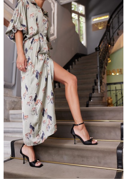 Zlatko Kadın Siyah Saten Topuklu Abiye Sandalet fiyatları