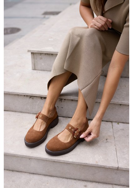 Paulina Kadın Taba Gercek Suet Ithal Toka Detay Loafer fiyatları