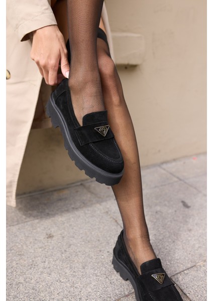 Mirela Kadin Taba Tutun Gercek Suet Loafer Ayakkabi fırsatları