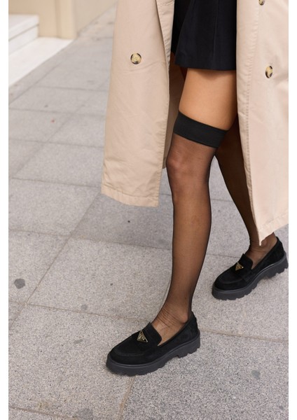 Mirela Kadin Taba Tutun Gercek Suet Loafer Ayakkabi