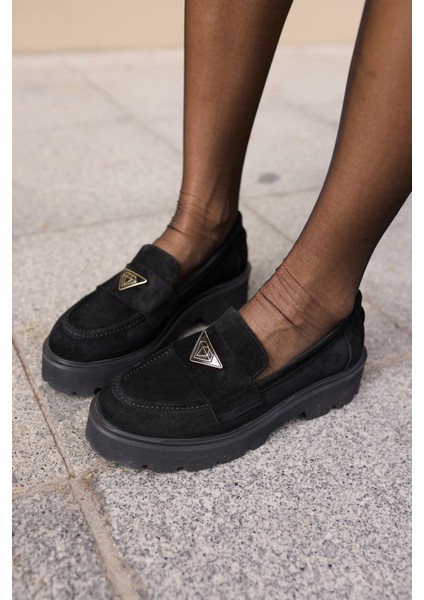 Mirela Kadin Taba Tutun Gercek Suet Loafer Ayakkabi