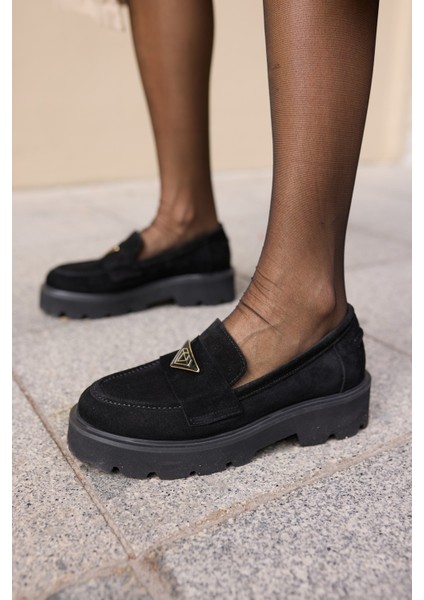 Mirela Kadin Taba Tutun Gercek Suet Loafer Ayakkabi